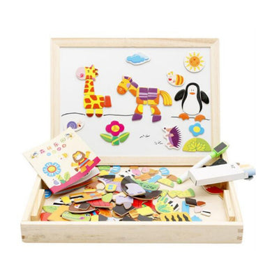 Multifunctional Magnetic Kids Puzzle Drawing Board - Educational Wooden Toy for Children