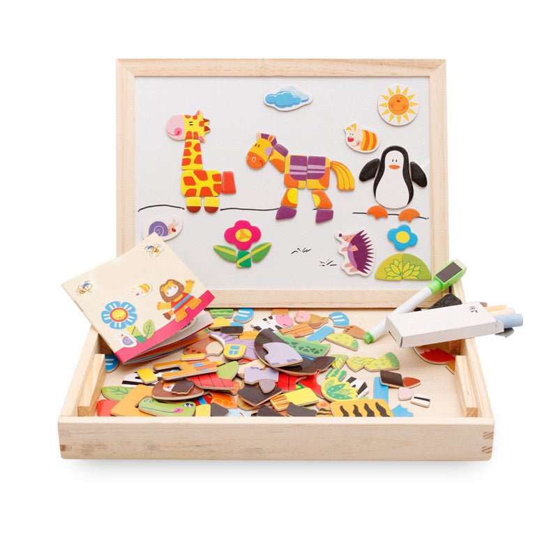 Multifunctional Magnetic Kids Puzzle Drawing Board - Educational Wooden Toy for Children