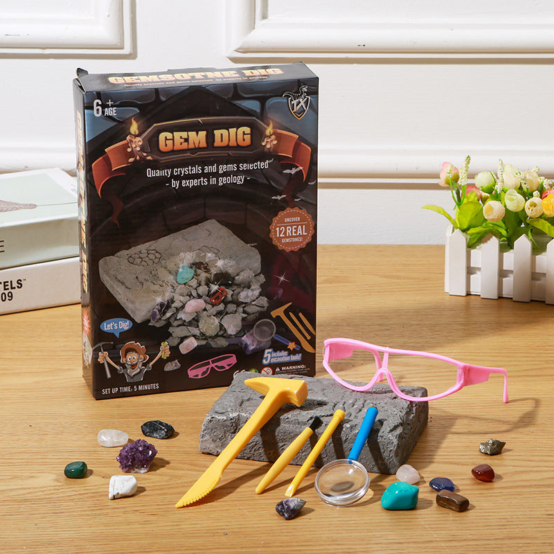 Gem Dig Kit - Discover 17 Natural Gems | DIY Archaeological Science & Educational Toy for Kids