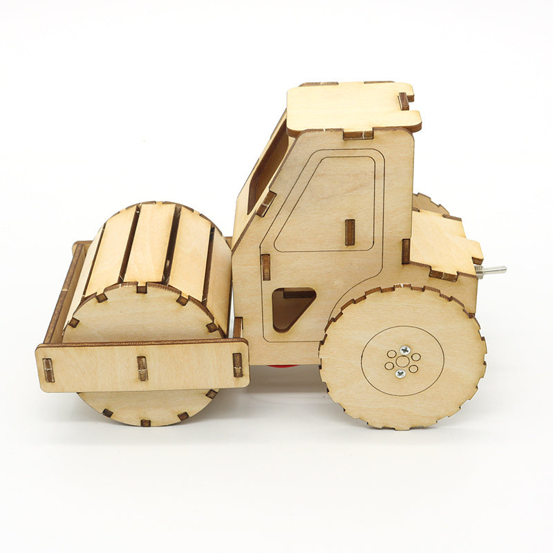 DIY Road Roller Science Engineering Kit - Wooden STEAM Toy for Kids