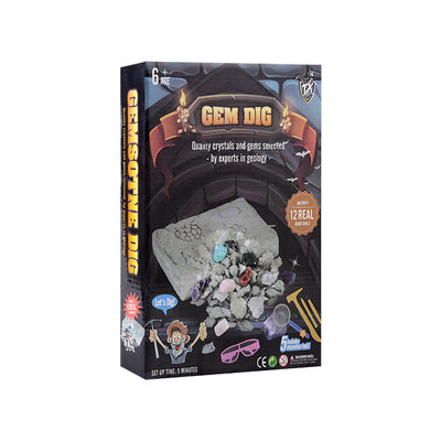 Gem Dig Kit - Discover 17 Natural Gems | DIY Archaeological Science & Educational Toy for Kids