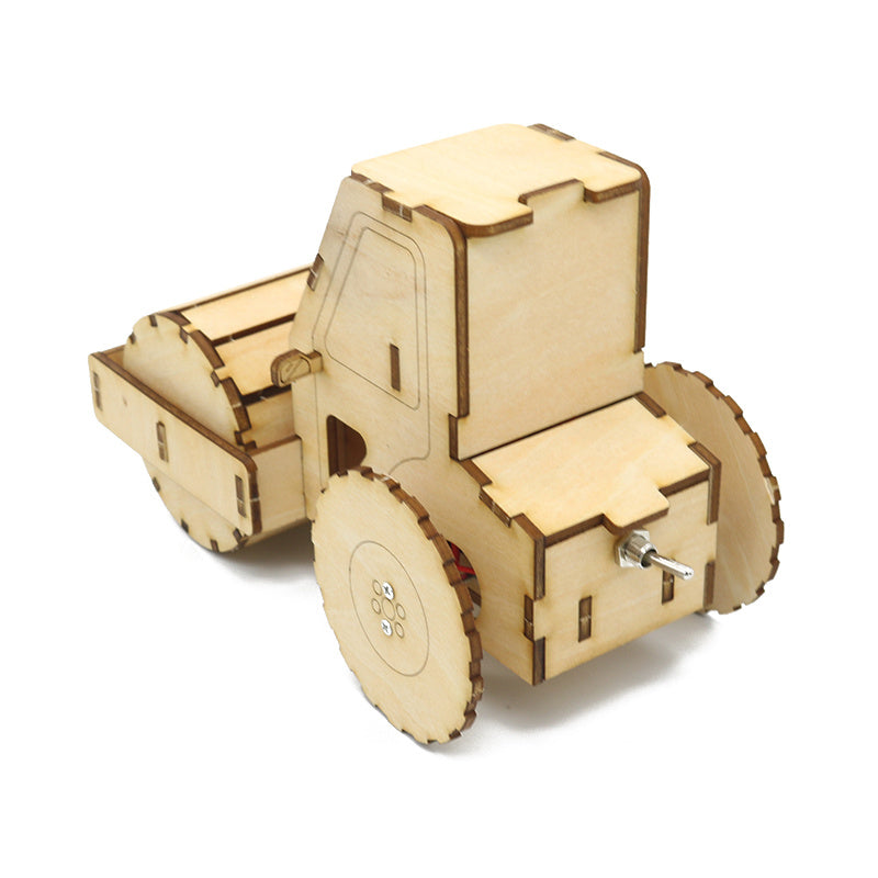 DIY Road Roller Science Engineering Kit - Wooden STEAM Toy for Kids