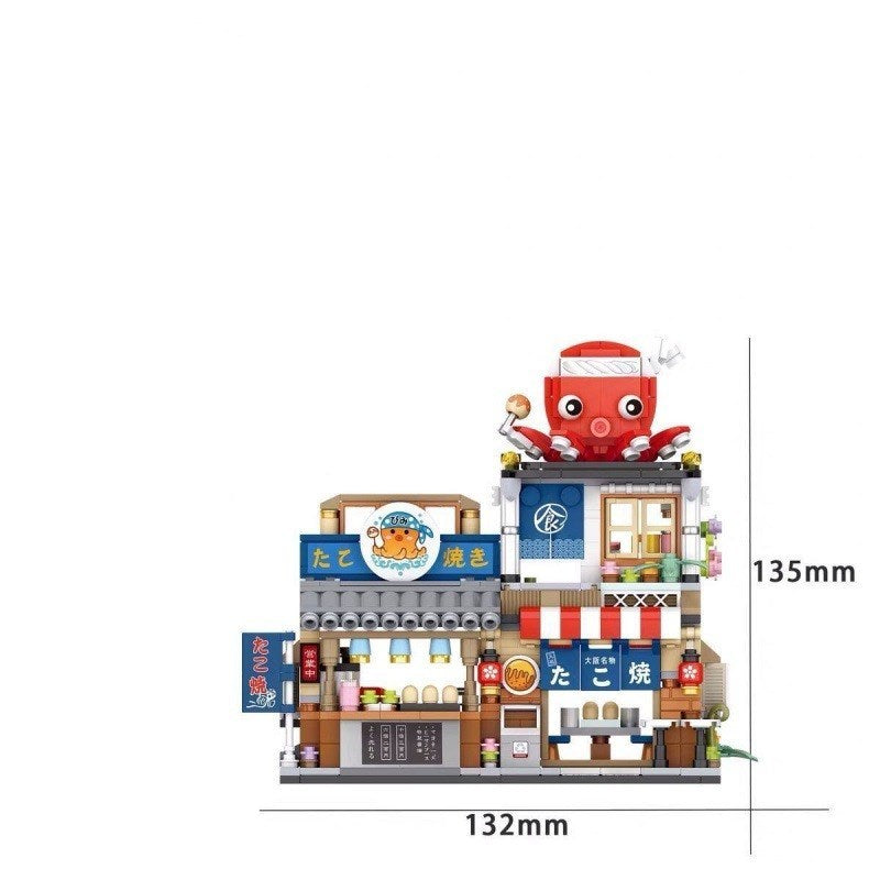 Pellet insert building blocks gourmet shop children's toys takoyaki shop shaved ice shop