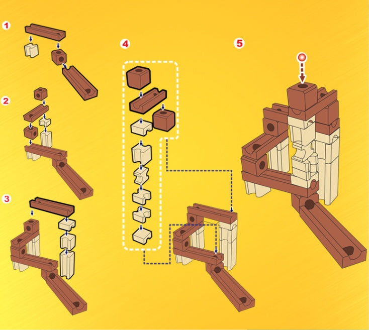 Wood Marbles Building Run Maze - Rollercoaster Style Construction Toy