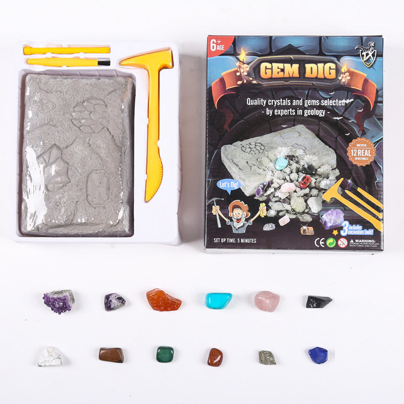 Gem Dig Kit - Discover 17 Natural Gems | DIY Archaeological Science & Educational Toy for Kids