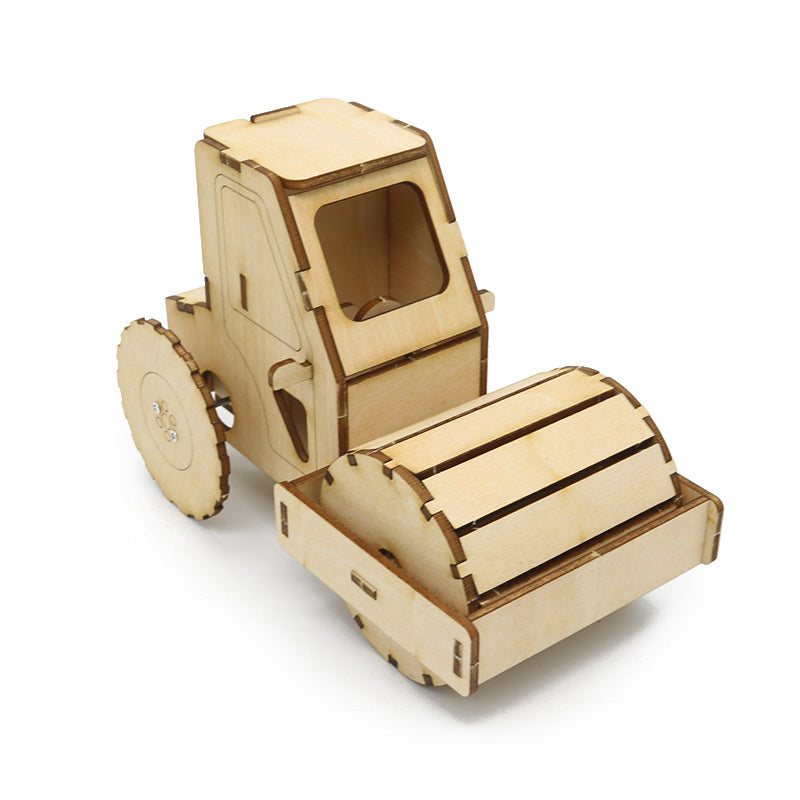 DIY Road Roller Science Engineering Kit - Wooden STEAM Toy for Kids