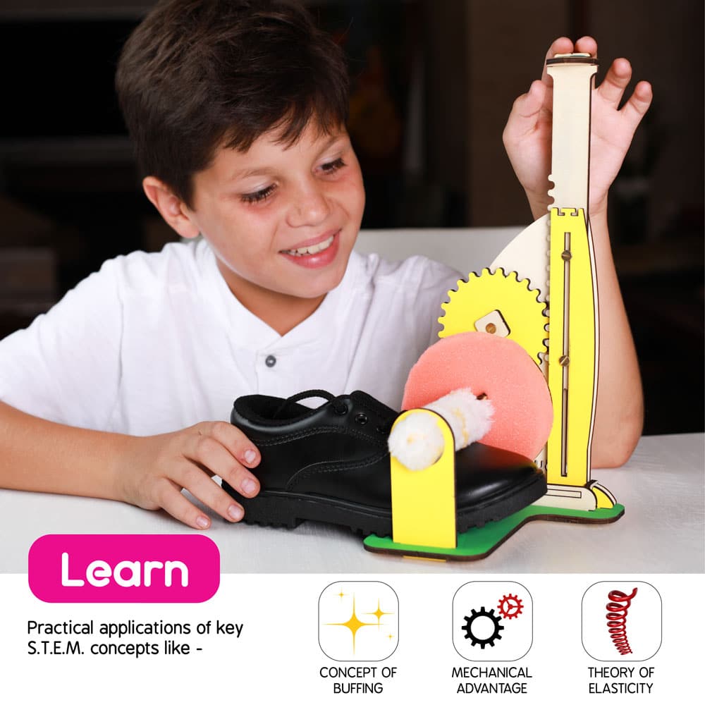 Skillmatics Buildables Shoe Shining Machine - Kids Learn Scientific