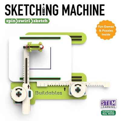 Buildables Sketching Machine - DIY STEM Kit For Kids to Learn Coordinate System and Interlocking Gears